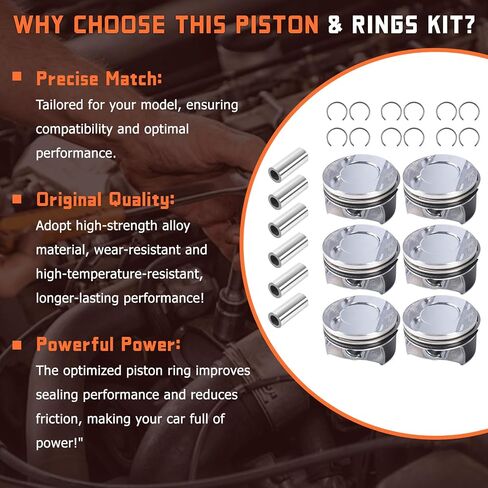 06M107065AB 6pcs Engine Pistons Ring Sets Fit for Touareg Audi S4 B9 S5 A6 A7 A8 Q7 SQ5 3.0 TFSI V6 DOHC 24V EA839 Replace for 06M107066AB 06M198151 079311327A in Kuwait
