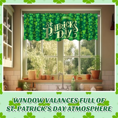 Preboun 3 Pack Valentine's Day Gnomes Windows Valances St. Patrick's Day Easter Window Toppers Valances for Kitchen Bedroom Living Room, 55 x 15.7 Inch in Kuwait