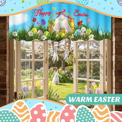 Preboun 3 Pack Valentine's Day Gnomes Windows Valances St. Patrick's Day Easter Window Toppers Valances for Kitchen Bedroom Living Room, 55 x 15.7 Inch in Kuwait