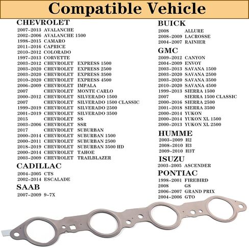 12617944 حشية ومسامير عادم متعددة، متوافقة مع LS1 LS2 LS3 LS6 LQ4 LQ9; جنرال موتورز طوقا الضواحي، يستبدل #12617944 12600530 12620947 12558573؛ 4.8L 5.3L 5.7L 6.0L 6.2L in Kuwait