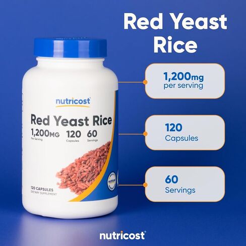 Nutricost Red Yeast Rice 1200mg, 120 Capsules - 60 Serv, Veggie Caps, Non-GMO, Gluten Free in Saudi Arabia