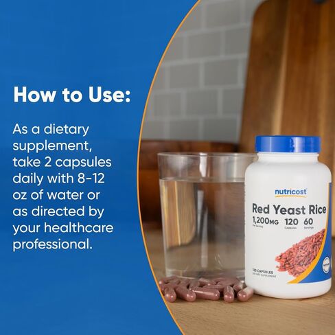 Nutricost Red Yeast Rice 1200mg, 120 Capsules - 60 Serv, Veggie Caps, Non-GMO, Gluten Free in Saudi Arabia