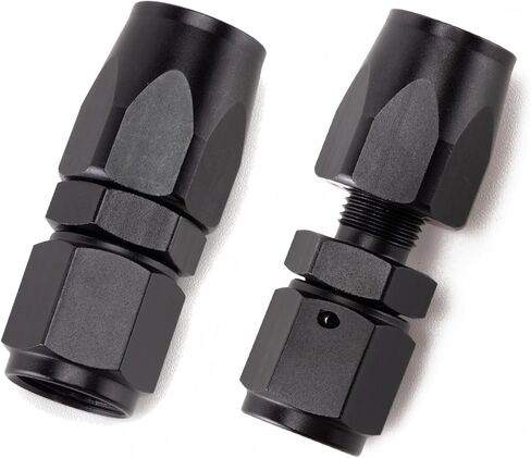 6AN وصلة نهاية خرطوم دوارة مستقيمة لخط غاز زيت الوقود المضفر CPE، نهاية خرطوم 6 تركيبات ألومنيوم أسود (قطعتان) in Kuwait