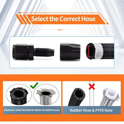 6AN Straight Swivel Hose End Fitting for CPE Braided Fuel Oil Gas Line, Hose End 6 AN Fittings Aluminum Black(2 pcs) in Saudi Arabia