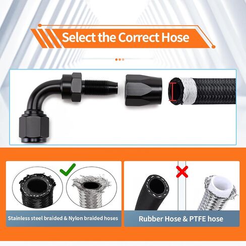 6AN Swivel Hose End Fitting for CPE Braided Fuel Oil Gas Line, Hose End 6 AN Fittings Aluminum - 90 Degree (2 pcs) in Kuwait