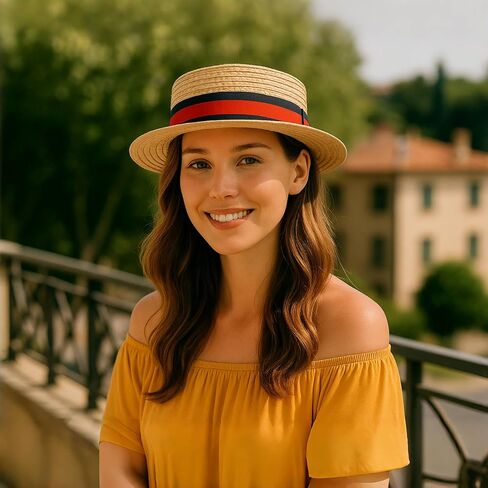 Straw Boater Hat Women Men Skimmer Hat Wide Brim Amish Hat Christmas Costume Handmade Natural Straw Hat in Saudi Arabia