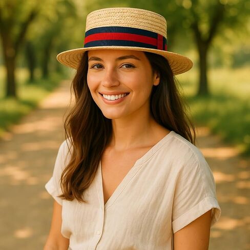 Straw Boater Hat Women Men Skimmer Hat Wide Brim Amish Hat Christmas Costume Handmade Natural Straw Hat in Saudi Arabia