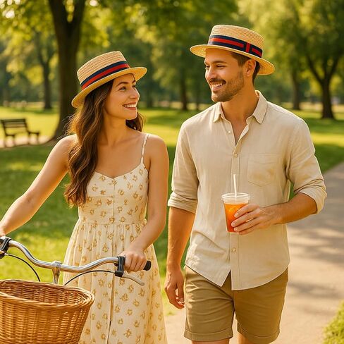 Straw Boater Hat Women Men Skimmer Hat Wide Brim Amish Hat Christmas Costume Handmade Natural Straw Hat in Saudi Arabia
