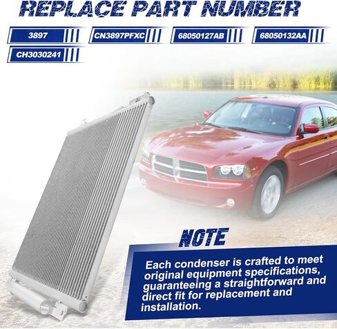 Air Conditioning A/C Condenser Compatible with Chrysler 300 / Dodge Challenger Charger # 3897, CN3897PFXC, 68050127AB, 68050132AA, CH3030241 in Saudi Arabia