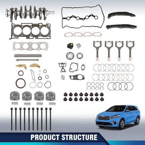 PIT66 Engine Rebuild Overhaul Kit Crankshaft & Con Rods Compatible with Hyundai Sonata/Kia Optima 2010-2014 2.4L 2359CC L4 72RZ62GF00 Rubber & Plastic & Stainless Steel in Saudi Arabia