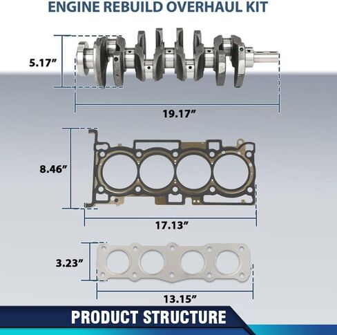 PIT66 Engine Rebuild Overhaul Kit Crankshaft & Con Rods Compatible with Hyundai Sonata/Kia Optima 2010-2014 2.4L 2359CC L4 72RZ62GF00 Rubber & Plastic & Stainless Steel in Saudi Arabia