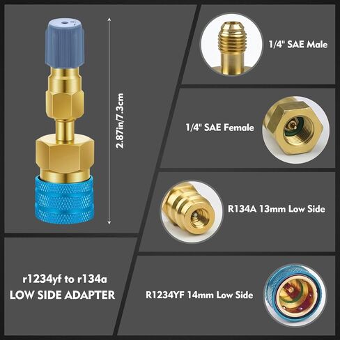 طقم محول R1234yf إلى R134a، قطعتان من الوصلات السريعة للجانب العالي والمنخفض، وموصلات إعادة شحن مبرد تكييف السيارة وتحويل الإخلاء لأنظمة R1234yf وR134a (أحمر وأزرق) in Kuwait