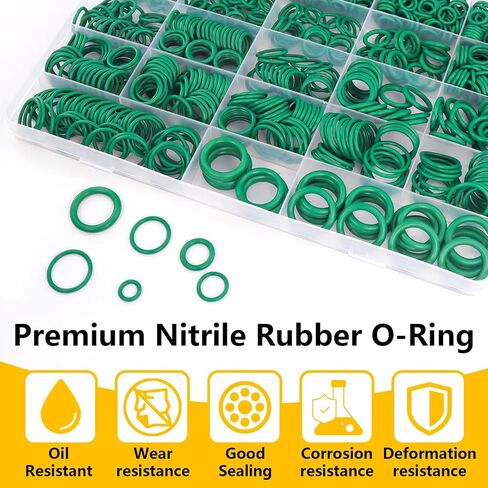 485 PCS Metric AC O Ring Kit - Automotive A/C System Seal Kit Compatible with R12 and R134a Refrigerants for Car AC Compressor, Condenser & Air Conditioning Lines (Green) in Kuwait