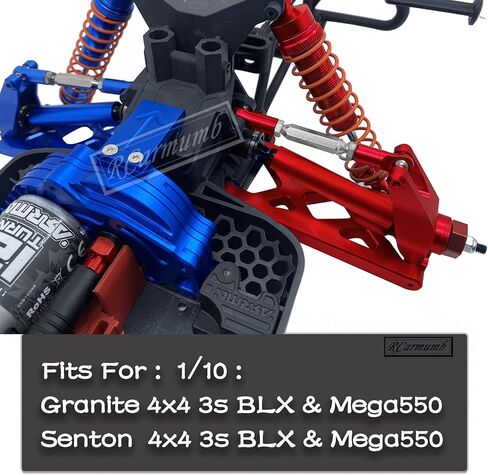 Rcarmumb Upgrades Part for 1/10 ARRMA Granite 4x4 3S Blx & Mega 550,Senton 4x4 3S Blx & Mega 550,Alloy Front Rear Shocks & Steering Set &Suspension Arms & Steering Blocks Caster Blocks C-Hubs Stub,Red in Saudi Arabia