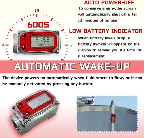 1 "مقياس نقل الوقود الرقمي NPT معدل تدفق 2-35 GPM - شاشة LCD دقيقة وسهلة القراءة قياس بناء عالي التحمل ديزل كيروسين بنزين ماء، زيت - يدعم جالون، QTS، PTS، L، m³ in Kuwait