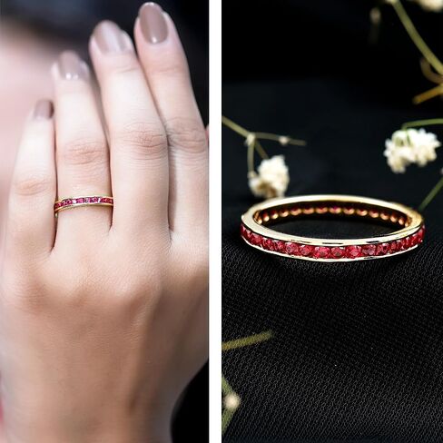 مختبر معتمد نمت Ruby Full Etherity Ring للنساء ، جودة AAAA ، حلقة Ruby القابلة للتكديس - مع مربع المجوهرات in Kuwait