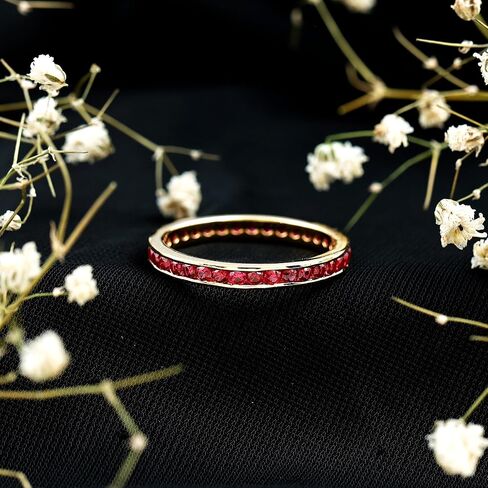 مختبر معتمد نمت Ruby Full Etherity Ring للنساء ، جودة AAAA ، حلقة Ruby القابلة للتكديس - مع مربع المجوهرات in Kuwait