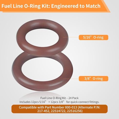 24 حزمة FKM خط الوقود O Ring Kit، متوافق مع 800 013 توصيل سريع، يناسب موصلات 5/16 بوصة و3/8 بوصة، يستبدل 217 452,22514722,22516256، حلقات خط الوقود O لهارلي ديفيدسون والسيارات والقوارب والمحركات الصغيرة in Kuwait
