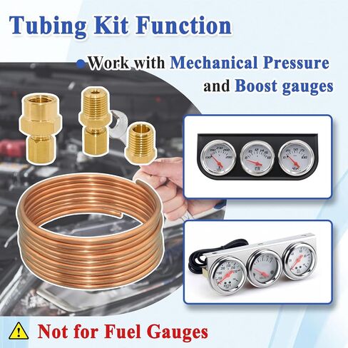 2 Sets 72'' Oil Pressure Gauge Tubing Kit, Set of Copper Tube and Threaded Parts, Universal Fit in Kuwait