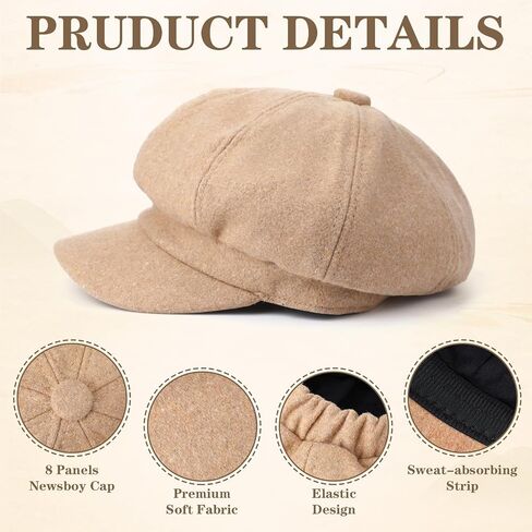 3 Pieces Newsboy Cap Adjustable Visor Beret Soft 8 Panel Vintage Cabbie Hat Octagonal Cap in Saudi Arabia