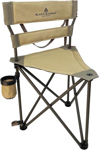 Black Sierra XL Tripod Hunting Blind Stool, Foldable Tripod Seat w/Steel Frame Supports 300 Lbs, Heavy Duty Fishing Chair Features Cup-Holder & Carry Shoulder Strap, for Camping, Hiking, Fishing in Kuwait