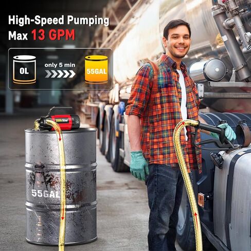 Fuel Transfer Pump Kit: 12V 13GPM Electric Diesel Transfer Pump with Fuel Nozzle & Hoses for Diesel Kerosene Transformer Oil, Protable Self-Priming Pump for Home Business Farm in Kuwait