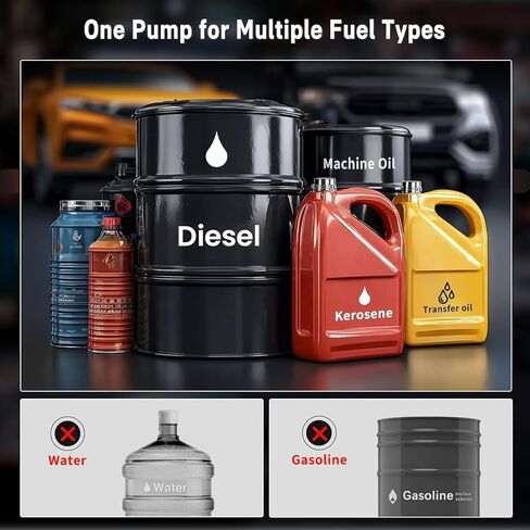 Fuel Transfer Pump Kit: 12V 13GPM Electric Diesel Transfer Pump with Fuel Nozzle & Hoses for Diesel Kerosene Transformer Oil, Protable Self-Priming Pump for Home Business Farm in Kuwait