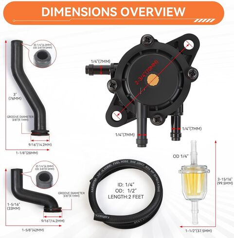 808492 Fuel Pump for Briggs and Stratton 808656 John Deere LG808656 D140 D130 D170 D125 D160 D155 D150 Z445 Z235 Z335E Z255 Z355E Z525E LA140 LA150 LA155 Lawn Mower 596163 793147 Vacuum Hose in Saudi Arabia