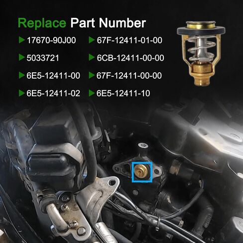 ترموستات تبريد 60 درجة مئوية متوافق مع سوزوكي خارجي رباعي الأشواط DF200 DF225 DF250 DF300 DF70 DF80 DF90 DF100 DF115 DF140 DF150 DF175 لـ Yamaha Outboard # 17670-90J00 17670-90J01 in Kuwait