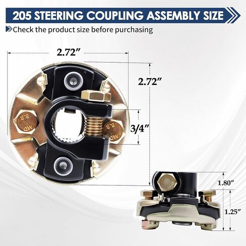 205 Steering Coupling Adaptation 3/4" 26 Spline Lnput Shaft with 2-3/4" OD. 205 Coupling Assembly Compatible with Chevrolet GMC Buick Cadillac Dodge Isuzu Oldsmobile in Kuwait