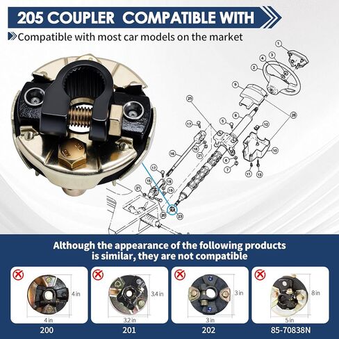 205 Steering Coupling Adaptation 3/4" 26 Spline Lnput Shaft with 2-3/4" OD. 205 Coupling Assembly Compatible with Chevrolet GMC Buick Cadillac Dodge Isuzu Oldsmobile in Kuwait