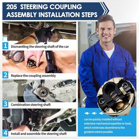 205 Steering Coupling Adaptation 3/4" 26 Spline Lnput Shaft with 2-3/4" OD. 205 Coupling Assembly Compatible with Chevrolet GMC Buick Cadillac Dodge Isuzu Oldsmobile in Kuwait