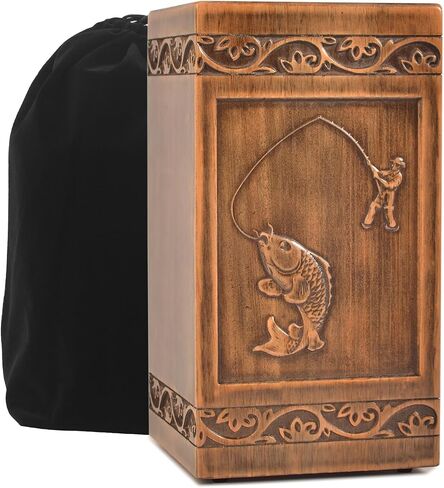 engmvwod Handmade Wooden Engraved Urn for Human Ashes Adult Male Female Satin Bag Cremation urns Box (Butterfly(250lbs)) in Kuwait