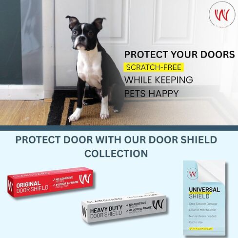 CLAWGUARD Scratch Shield - حماية شفافة قوية للحماية من أضرار الحيوانات الأليفة إلى الحوائط الجافة والأبواب وأبواب الشاشة. حافظ على سلامة الكفوف ونظافتها في المنزل. حاجز حماية من الخدوش للكلاب والقطط والأرنب والطيور in Saudi Arabia