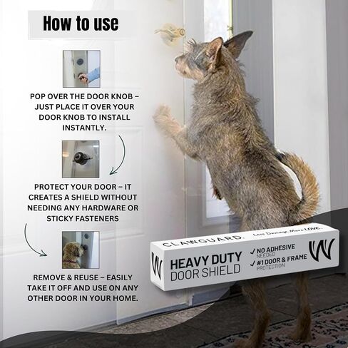 CLAWGUARD Scratch Shield - حماية شفافة قوية للحماية من أضرار الحيوانات الأليفة إلى الحوائط الجافة والأبواب وأبواب الشاشة. حافظ على سلامة الكفوف ونظافتها في المنزل. حاجز حماية من الخدوش للكلاب والقطط والأرنب والطيور in Saudi Arabia