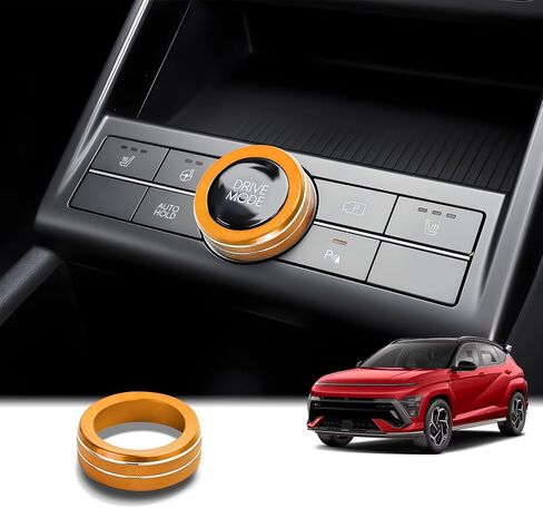 for 2024-2026 Hyundai Kona Accessories - DvlynAuroa 1-Piece Aluminum Alloy Drive Mode Knob Cover Trim (Orange), Tool-Free Install, Interior Upgrade & Knob Protection in Saudi Arabia