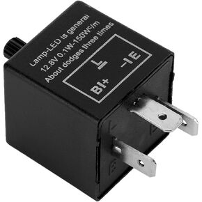 12V LED Turn Signal Flasher Relay, Black, 3-Pin Electronic Indicator, 0.1W-150W Power Range, Adjustable Rate for Motorcycle in Kuwait