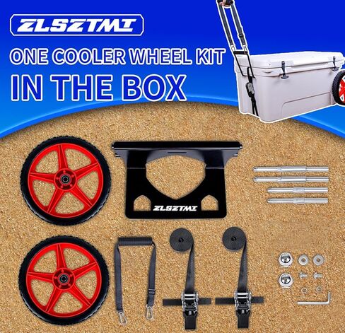 مجموعة عجلات تبريد مطورة من ZLSZTMI لمبردات Yeti/RTIC/Igloo تباعد العجلات حتى 19.8 بوصة - 12 بوصة ارتفاع قاعدة عربة قابلة للتعديل لصندوق الثلج - مجموعة عربة تبريد للتخييم والسفر in Kuwait