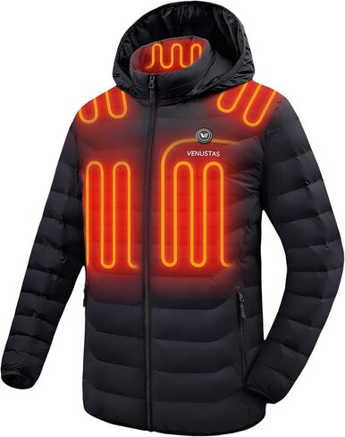 Venustas Unisex Heated Jacket with Battery, Heated Coat for Women and Men with Detachable Hood in Kuwait