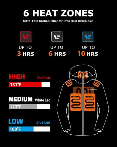 Venustas Unisex Heated Jacket with Battery, Heated Coat for Women and Men with Detachable Hood in Kuwait