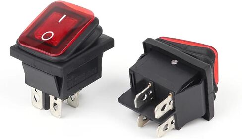 مفتاح هزاز مقاوم للماء، زر ضغط للتشغيل والإيقاف ذو 4 دبابيس، إضاءة LED حمراء، عبوتان in Kuwait