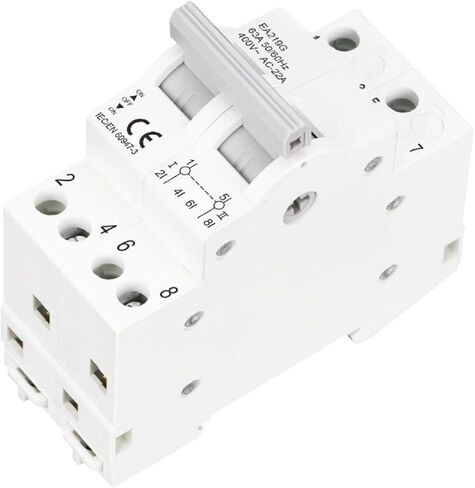 مفتاح نقل يدوي EA219G، حامل سكة DIN ثنائي القطب، AC400V 50/60 هرتز، قاطع دائرة معياري مع عزل مزدوج للطاقة، معتمد من IEC/EN 60947-3 (63A) in Saudi Arabia