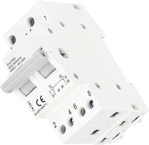 مفتاح نقل يدوي EA219G، حامل سكة DIN ثنائي القطب، AC400V 50/60 هرتز، قاطع دائرة معياري مع عزل مزدوج للطاقة، معتمد من IEC/EN 60947-3 (63A) in Saudi Arabia
