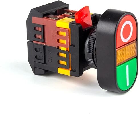 مفتاح زر ضغط مع ضوء مؤشر، 22 مم/25 مم/30 مم، إيقاف التشغيل/الإيقاف، مؤقت إعادة الضبط الذاتي، 10 أمبير 660 فولت تيار متردد، أحمر أخضر (APBB-22 24 فولت) in Saudi Arabia