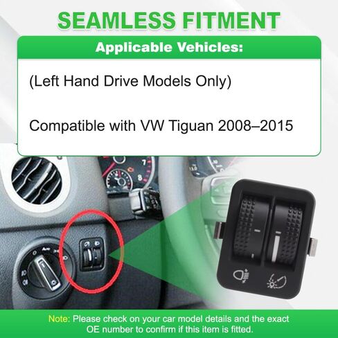 Instrument Panel Dimmer Switch, 5ND941333, Dimmer Switch, Compatible with VW Tiguan 2008–2015, 1 pc in Saudi Arabia