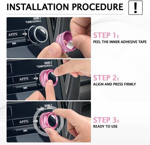 for 2019-2024 Subaru Forester Accessories & 2018-2023 Crosstrek & Impreza, 5-Pieces Aluminum Alloy Knob Covers Trim Set (Pink) Fits Push Start, Volume & Rearview Mirror in Saudi Arabia