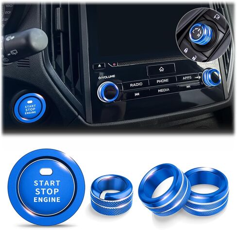for 2019-2024 Subaru Forester Accessories & 2018-2023 Crosstrek & Impreza, 5-Pieces Aluminum Alloy Knob Covers Trim Set (Pink) Fits Push Start, Volume & Rearview Mirror in Saudi Arabia
