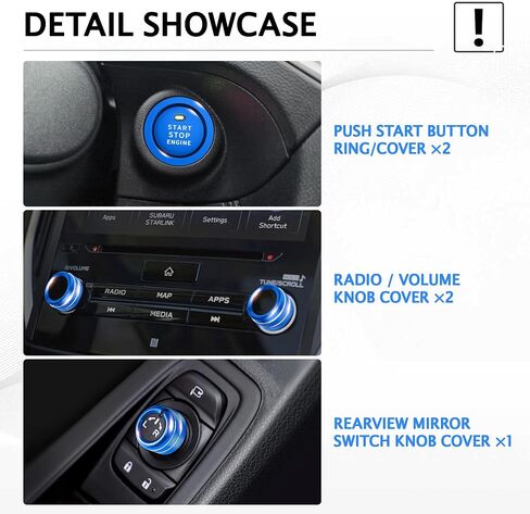 for 2019-2024 Subaru Forester Accessories & 2018-2023 Crosstrek & Impreza, 5-Pieces Aluminum Alloy Knob Covers Trim Set (Pink) Fits Push Start, Volume & Rearview Mirror in Saudi Arabia