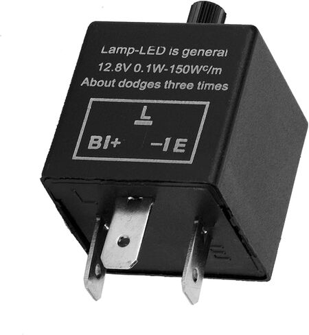 مرحل ومضي لإشارة الانعطاف LED 12 فولت، أسود، مؤشر إلكتروني 3 دبابيس، نطاق طاقة 0.1 وات - 150 وات، معدل قابل للتعديل للدراجات النارية in Kuwait