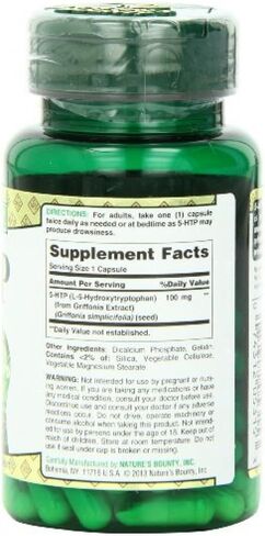 Nature's Bounty 5-HTP Pills and Dietary Supplement, Supports a Calm and Relaxed Mood, 100mg, 60 Capsules in Saudi Arabia